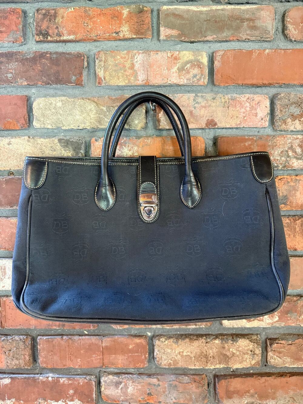 Vintage Dooney & Bourke Signature Monogram Canvas Tote Bag